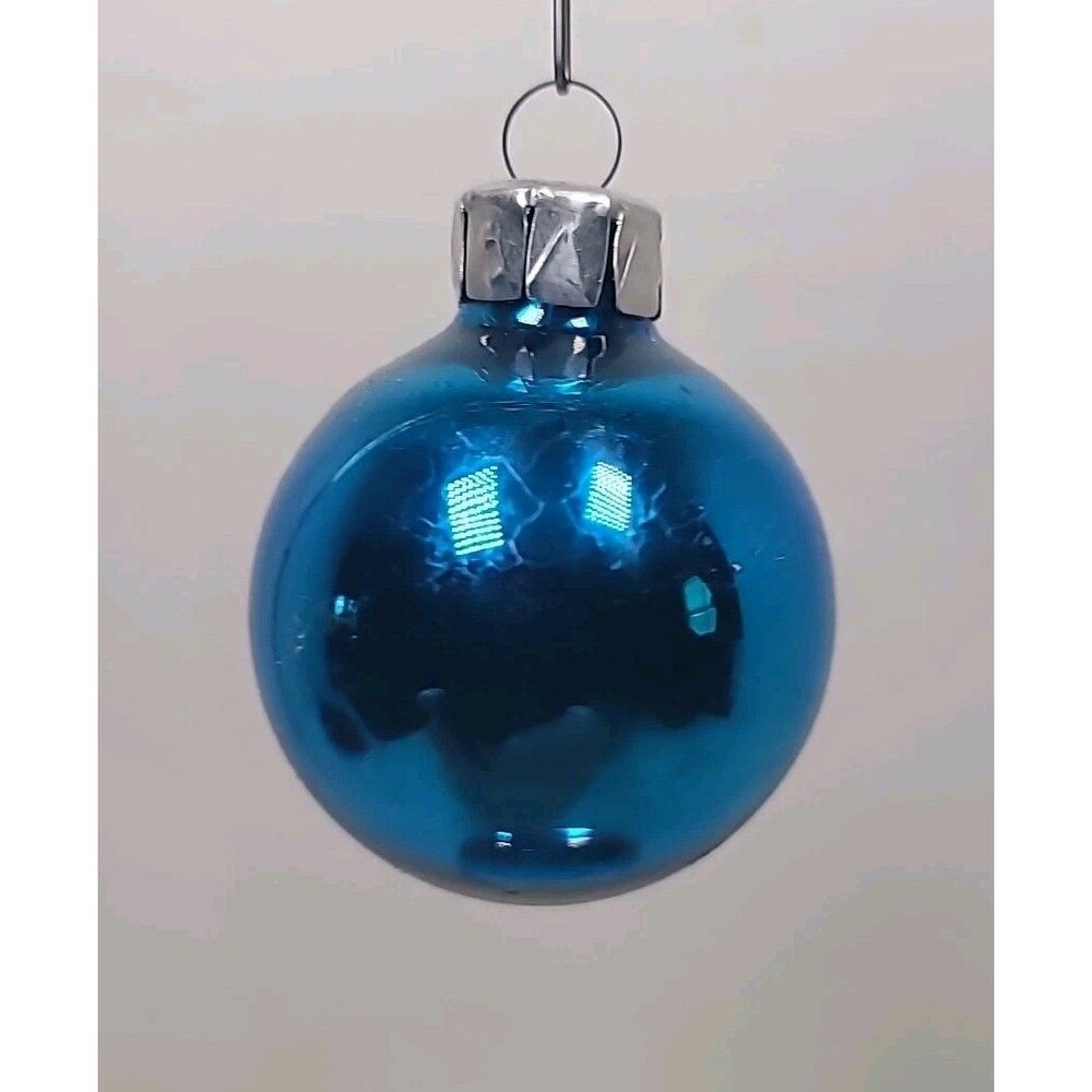 Vintage Solid Blue East Germany Glass Christmas Ornament 1940's